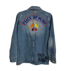 Scotch & Soda Denim Jacket Women XS Blue Peace Of Mind Park Bloom Patchwork RARE